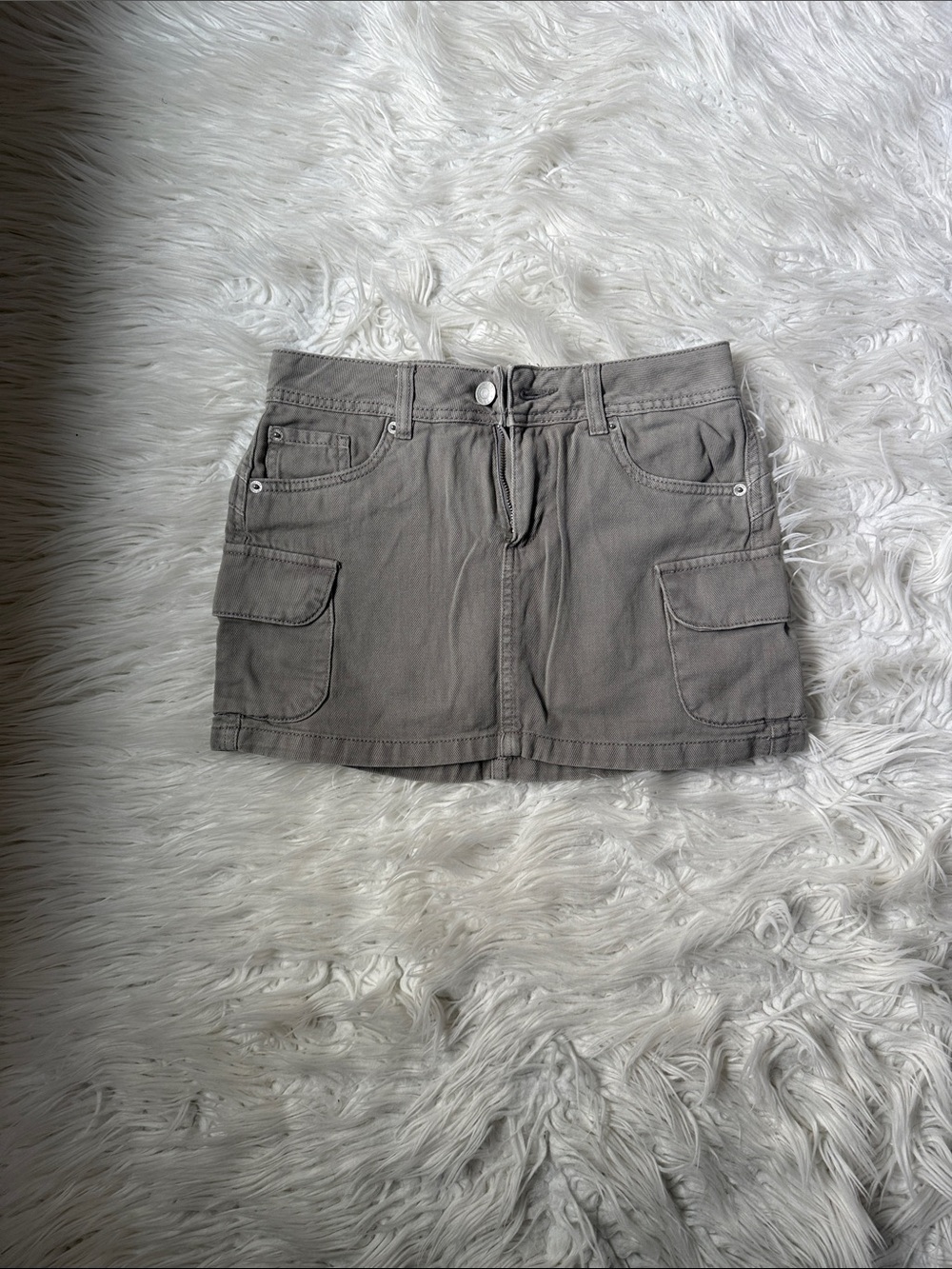 Garage Olive Gray Cargo Jean Mini Shorts